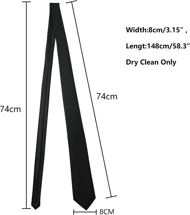 Murong Men's Ties Solid Color Pure Polyester Plain Fine Stripes Necktie Ties For Men - Image 5